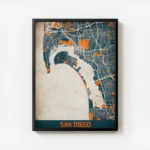 affiche carte san diego vintage avec cadre.webp