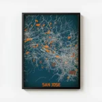 affiche carte san jose vintage avec cadre.webp