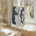affiche carte seattle salon beige.webp