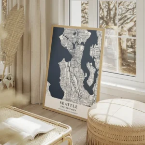 affiche carte seattle salon beige.webp