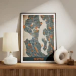 affiche carte seattle vintage meuble.webp