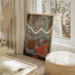 affiche carte seoul vintage salon beige.webp