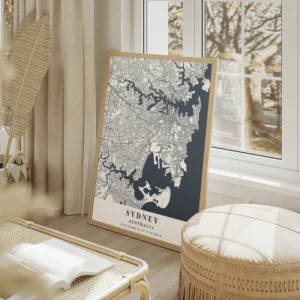 affiche carte sydney salon beige.webp