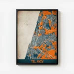 affiche carte tel aviv vintage avec cadre.webp