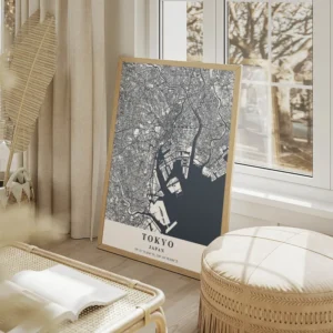 affiche carte tokyo salon beige.webp