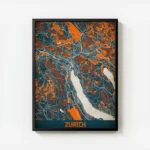 affiche carte zurich vintage avec cadre.webp