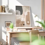 poster abstrait beige et noir bureau.webp