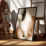 poster abstrait beige et noir encadre.webp