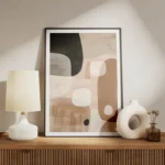 poster abstrait beige et noir meuble.webp
