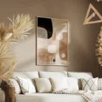 poster abstrait beige et noir salon.webp