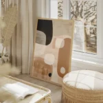 poster abstrait beige et noir salon beige.webp