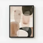poster abstrait beige et tonalites neutres avec cadre.webp