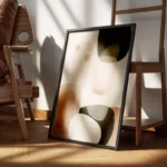 poster abstrait beige et tonalites neutres encadre.webp