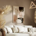 poster abstrait beige et tonalites neutres salon.webp