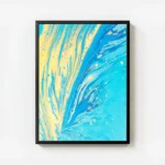 poster abstrait bleu et jaune avec cadre.webp