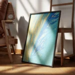 poster abstrait bleu et jaune encadre.webp