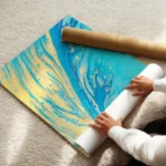 poster abstrait bleu et jaune enroule.webp