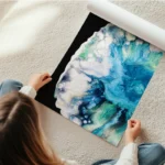 poster abstrait bleu et vert en rouleau.webp