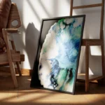 poster abstrait bleu et vert encadre.webp