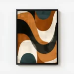 poster abstrait formes marrons et blanches avec cadre.webp
