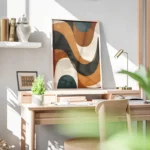 poster abstrait formes marrons et blanches bureau.webp