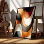 poster abstrait formes marrons et blanches encadre.webp