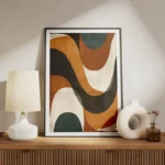 poster abstrait formes marrons et blanches meuble.webp