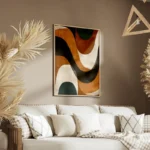 poster abstrait formes marrons et blanches salon.webp