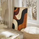 poster abstrait formes marrons et noires salon beige.webp