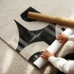 poster abstrait geometrique noir et blanc enroule.webp