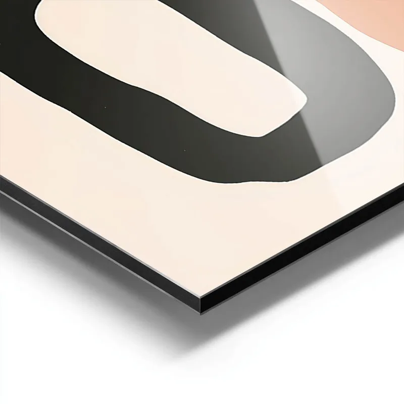 poster abstrait minimaliste noir et corail aluminium.webp