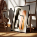 poster abstrait minimaliste noir et corail encadre.webp