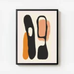 poster abstrait minimaliste noir et orange avec cadre.webp