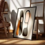 poster abstrait minimaliste noir et orange encadre.webp