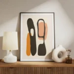 poster abstrait minimaliste noir et orange meuble.webp