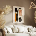 poster abstrait minimaliste noir et orange salon.webp