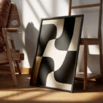 poster abstrait noir et blanc encadre.webp