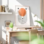 poster abstrait orange et noir bureau.webp