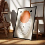 poster abstrait orange et noir encadre.webp