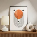 poster abstrait orange et noir meuble.webp