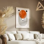 poster abstrait orange et noir salon.webp
