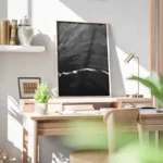 poster abstrait plage noire bureau.webp