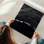 poster abstrait plage noire en rouleau.webp