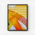 poster abstrait rouge jaune blanc avec cadre.webp