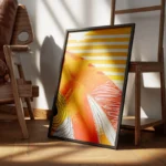 poster abstrait rouge jaune blanc encadre.webp