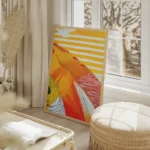 poster abstrait rouge jaune blanc salon beige.webp
