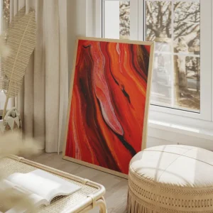 poster abstrait rouge salon beige.webp