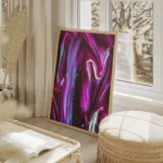 poster abstrait violet et blanc salon beige.webp