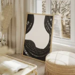 poster architecture moderne noir et blanc salon beige.webp