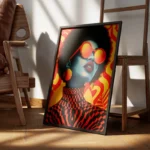 poster art abstrait retro encadre.webp